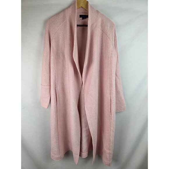 Tahari Women's Jacket Size Medium Pink Open Front Long Trench Coat Wool Blend - Picture 15 of 15